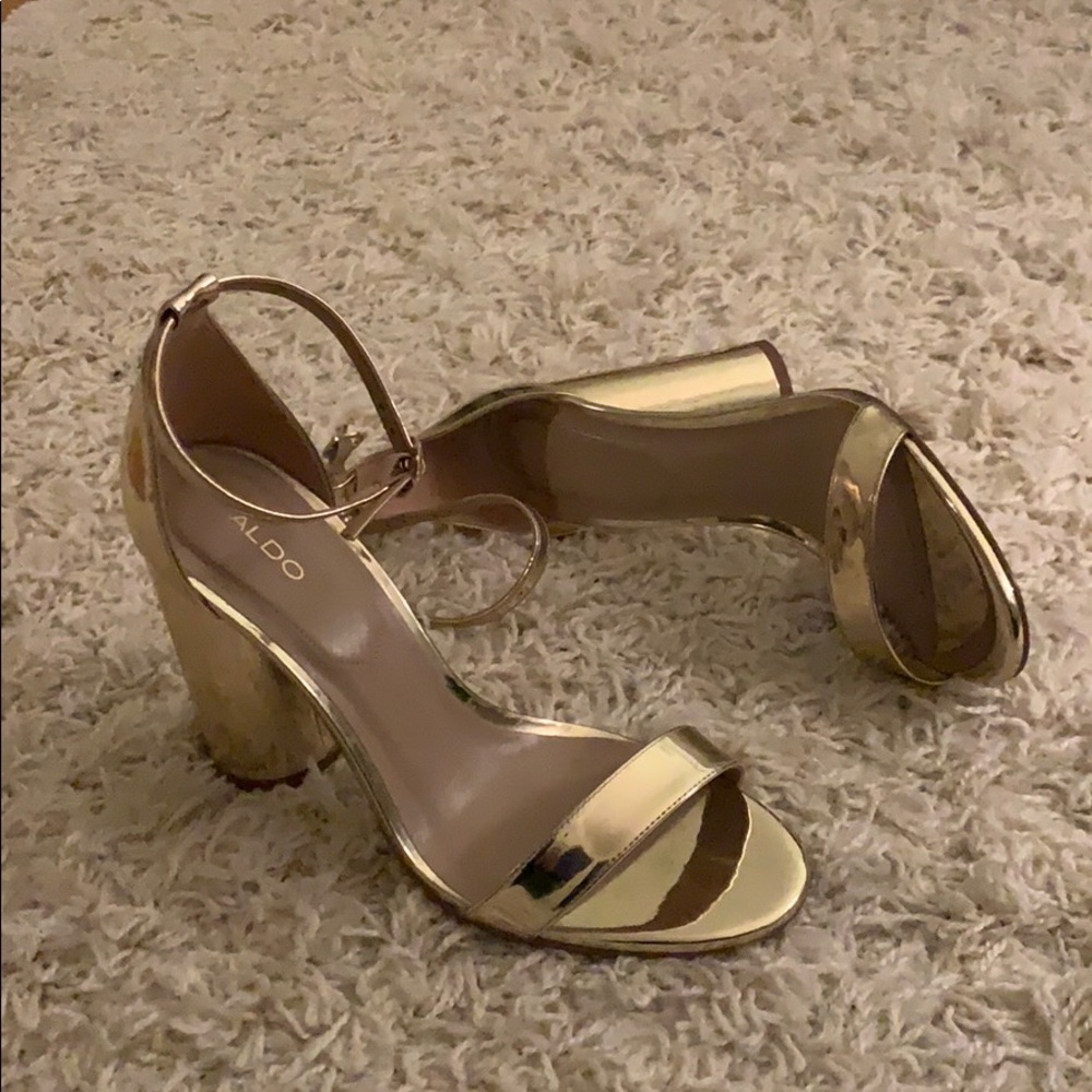 Aldo Gold Heeled Sandals
